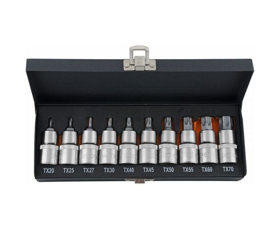 Набор насадок торцевых с вставками-битами TORX (10 шт; 1/2" DR; Т20-Т70) KRAFT KT 700688 