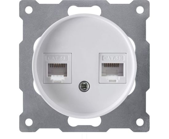 Двойная компьютерная розетка OneKeyElectro RJ45 категория 5e, цвет белый (уп.10 шт) 1E20901300 