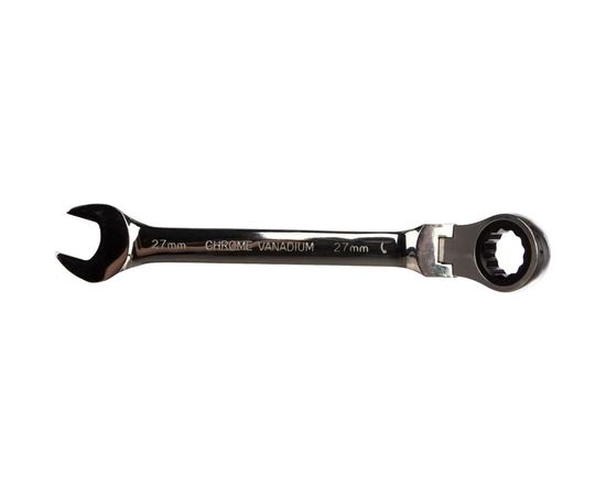 Комбинированный трещоточный ключ 27 мм, CrV, шарнирный, зеркальный хром MATRIX 14872 