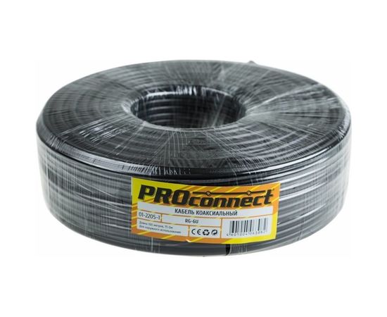 Коаксиальный кабель PROconnect RG-6U, 75 Ом, CCS/Al/Al, 48%, бухта 100 м, черный OUTDOOR 01-2205-1 – изображение 2