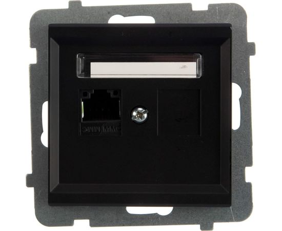 Компьютерная розетка Ospel Sonata 1-я, категория 5e, RJ-45, без рамки, черный металлик GPK-1R/K/m/33 – изображение 2