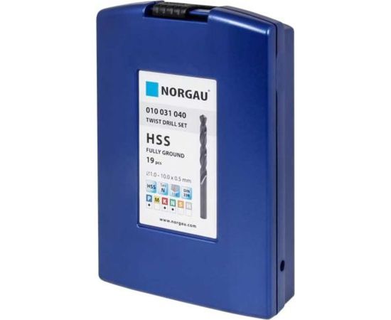 Набор сверл HSS Typ N DIN338 (19 шт; 1-10x0.5 мм) NORGAU 010031040 – изображение 2