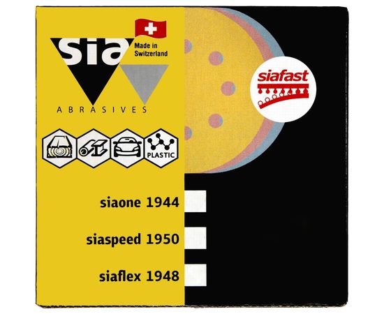 Круг шлифовальный на липучке siaspeed 1950 (50 шт; 125 мм; без отверстий; P40) sia Abrasives ss50-125-0-040 
