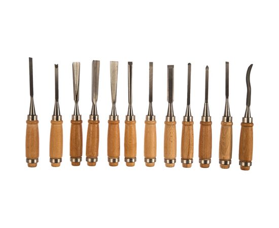 Набор фигурных стамесок STAYER PROFI с деревянной ручкой, 12шт 1835-H12_z01 