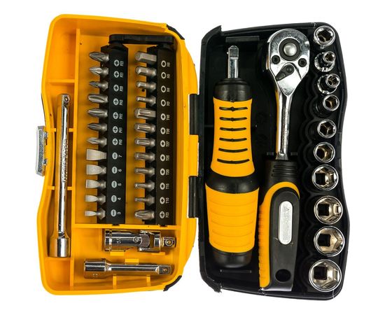 Биты и торцовые головки с трещоткой и воротком 39шт STAYER PROFI 25135-H39 