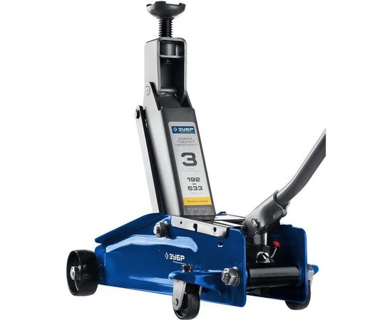 Гидравлический подкатной домкрат 3т, 192-533мм, в кейсе, ЗУБР Профессионал T77 43055-3-K 