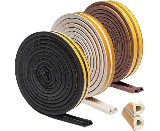 Самоклеящийся уплотнитель Sila Home D 100 м, 9х7,4м м, черный 1X – изображение 4