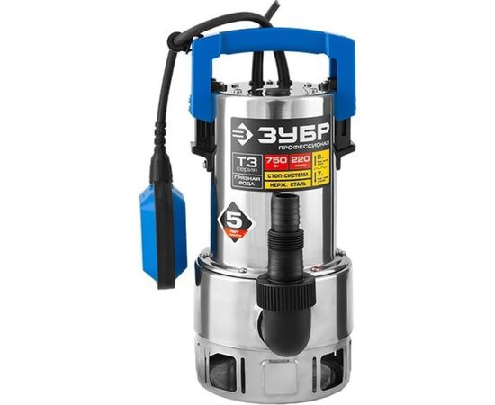 Погружной дренажный насос для грязной воды ЗУБР ПРОФЕССИОНАЛ Т3 НПГ-Т3-750-С – изображение 7