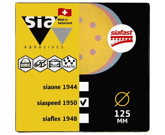 Набор шлифовальных кругов "siaspeed" PROFESSIONAL 125 (50 штук, 8 отв.) Sia Abrasives ssp50-125-8 – изображение 2