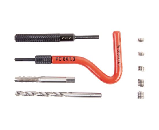 Набор для восстановления резьбы WIEDERKRAFT M6x1, 16 предметов WDK-ST0610 – изображение 2