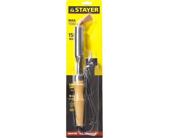 Паяльник Stayer с деревянной рукояткой и долговечным жалом MASTER MAXTerm 150 Вт клин 55311-150 – изображение 4