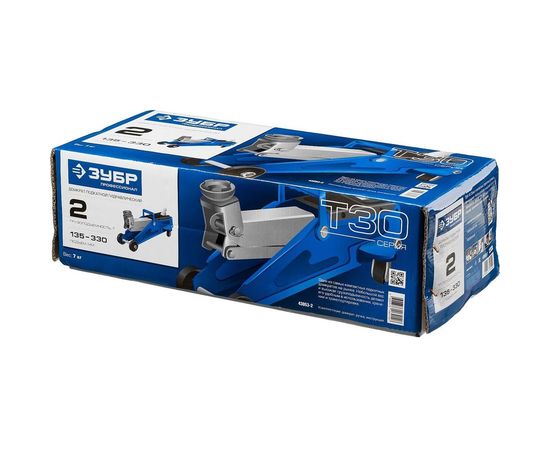 Гидравлический подкатной домкрат, 2т, 135-330мм, ЗУБР Профессионал T30 43053-2 – изображение 2