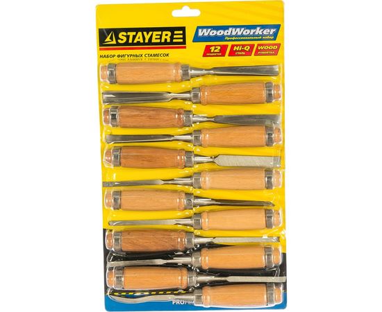 Набор фигурных стамесок STAYER PROFI с деревянной ручкой, 12шт 1835-H12_z01 – изображение 2