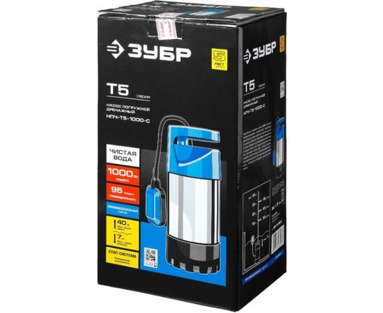 Погружной дренажный насос для чистой воды ЗУБР ПРОФЕССИОНАЛ НПЧ-Т5-1000-С – изображение 5