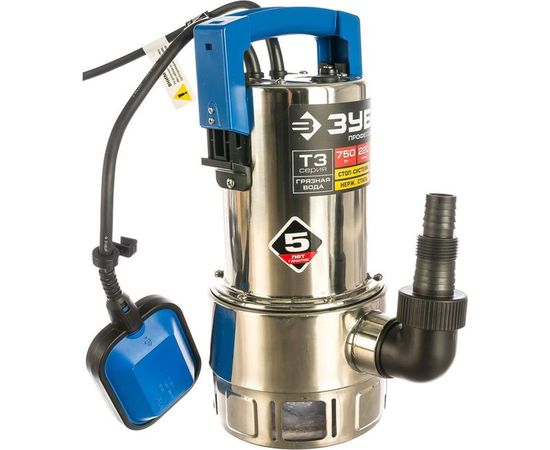 Погружной дренажный насос для грязной воды ЗУБР ПРОФЕССИОНАЛ Т3 НПГ-Т3-750-С – изображение 9