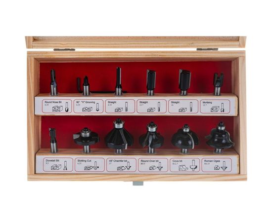 Набор фрез 1204 (12 шт; хвостовик 8 мм) по дереву Калибр 00000024858 