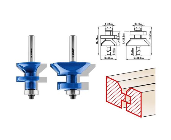 Набор фрез для вагонки (2 шт; хвостовик 8 мм) Зубр 28770-50-H2 