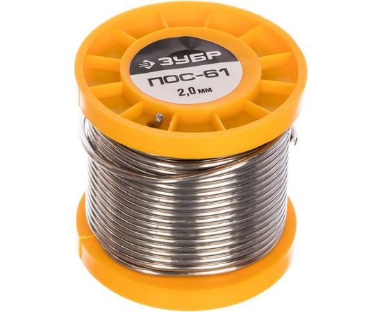 Припой ПОС 61 (2 мм; 200 г; трубка с канифолью) Зубр 55450-200-20C 