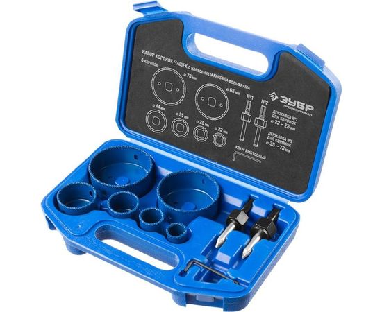 Набор ПРОФЕССИОНАЛ коронки-чашки 6 предметов (22-73 мм) Зубр 33360-H6 