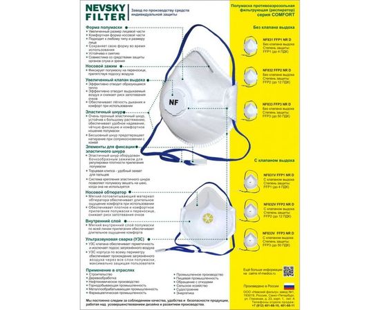 Фильтрующая полумаска Невский фильтр NF812V FFP2 NR D, размер М, 10 шт. 82010410180311210 M – изображение 2