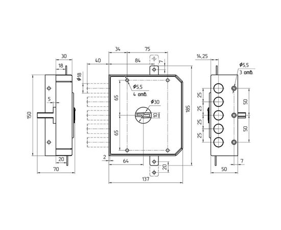 Накладной замок МЕТТЭМ ЗН4 030.1.1 ЗНСП-2Т 19701 – изображение 2