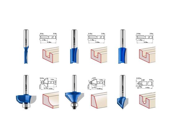 Набор фрез по дереву (12 шт; хвостовик 8 мм) Зубр 28796-H12 – изображение 3