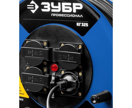 Удлинитель на катушке ЗУБР "КГ 325", 50 м, 4000 Вт, 4 гнезда, IP44, КГ 3х2,5 кв мм, 55079-50 – изображение 3