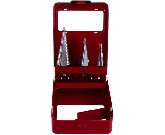 Набор ступенчатых сверл по сталям и цветным металлам МАСТЕР (3 шт; HSS) Зубр 29665-4-30-H3 – изображение 2