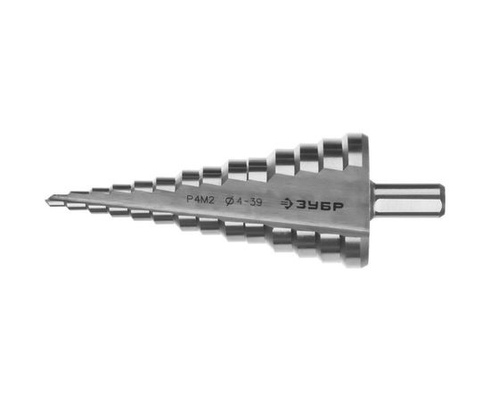 Сверло ступенчатое по сталям и цветным металлам (4-39 мм; 14 ступеней; Р6М5) ЗУБР 29670-4-39-14_z01 – изображение 4