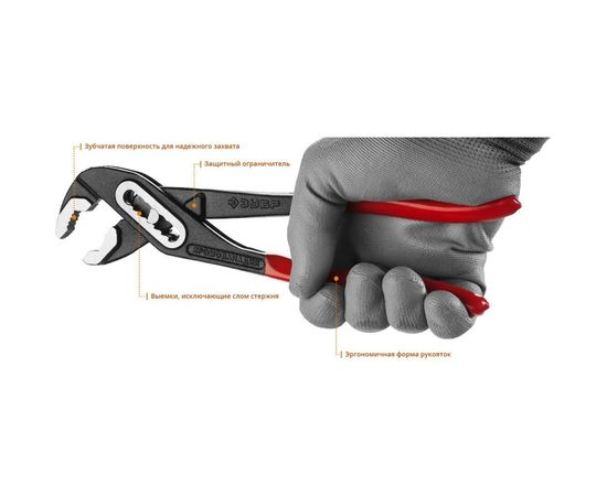 Переставные клещи Зубр Мастер Сr-V, высокомощный коробчатый шарнир, 400 мм, 2242-40 – изображение 2