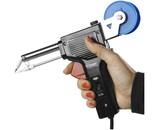 Паяльник с подачей припоя, 2 мощности 30Вт/60Вт, диаметр проволоки припоя от 1 до 3мм Зубр ПРОФЕССИОНАЛ 55304-60 – изображение 4