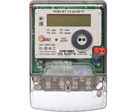 Счетчик электроэнергии ТАЙПИТ, НЕВА МТ 114 AS WF1P 5/60/A /Wi-Fi-модем для передачи данных 6127774 