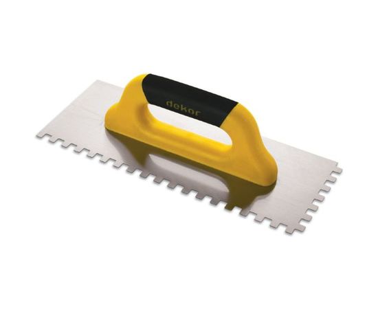 Зубчатая гладилка DEKOR HASSAN 120 х 500 мм квадратный зуб 6 х 6 мм пластиковая ручка 454 