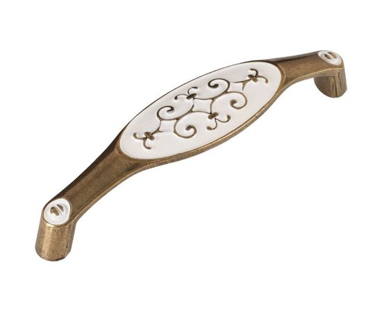 Ручка скоба ОФК комплект и�� 10 штук, 1150-128 старая бронза+белый Tr-00001026 