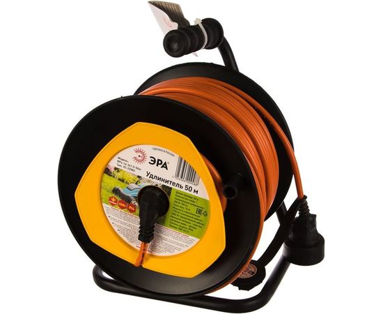 Силовой удлинитель ЭРА RPx1e3x1.550m на пластиковой катушке, c заземлением, 50м, 1 гнездо, ПВС 3х1.5 Б0046840 