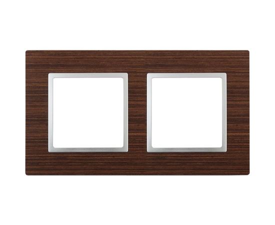 Рамка ЭРА 14530210 на 2 поста, дерево, Elegance, венге+алюминий Б0034575 
