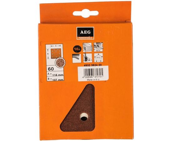 Лист шлифовальный (10 шт; 115x107 мм; G60) для FDS 140 AEG 4932352420 – изображение 2