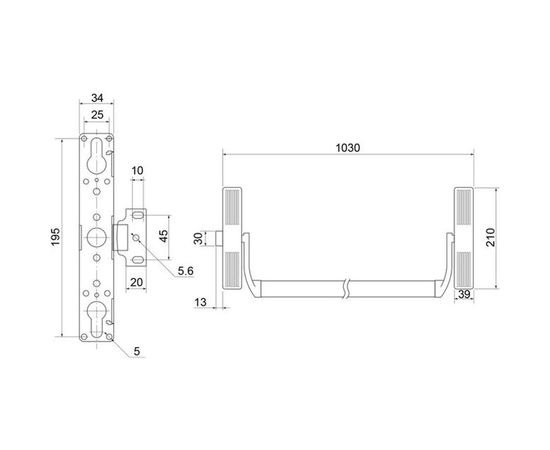 Комплект накладного механизма антипаники DOORLOCK V PD700RA/FR серия Variant, черный, балка красная длиной 1000мм 77004 – изображение 2