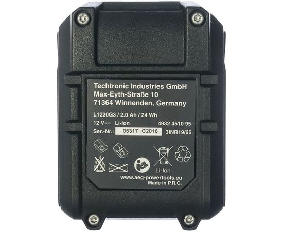 Аккумулятор L1220G3 (12 В; 2 A*ч; Li-Ion) AEG 4932451095 – изображение 2
