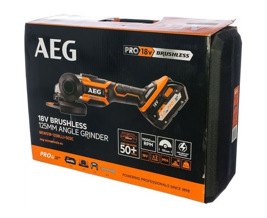 Бесщеточная угловая шлифмашина AEG BEWS 18-125BL LI-502C 4935464417 – изображение 3