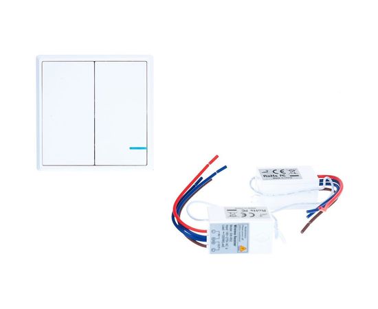 Беспроводной выключатель GRITT Practic 2 клавиши, белый комплект 1 выключатель, 2 радиореле, 220В, 1000Вт 11102 