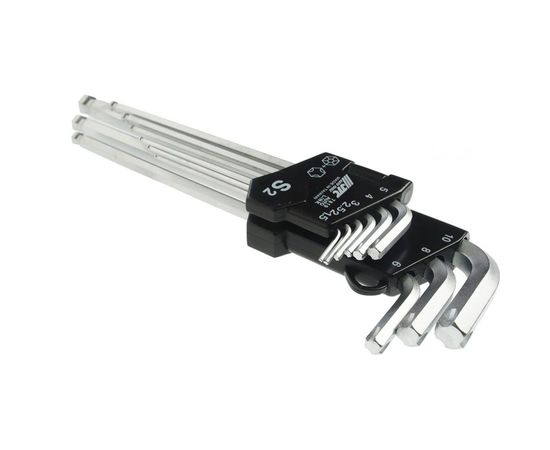 Набор ключей JTC шестигранных удлиненных с шаром для изношенного/повреждённого крепежа 9 предметов 7819 