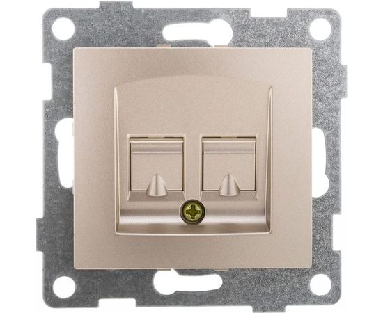 Механизм компьютерной и телефонной розетки GUSI ELECTRIC Bravo RJ45, RJ12, СУ, шампань С10КТ-027 