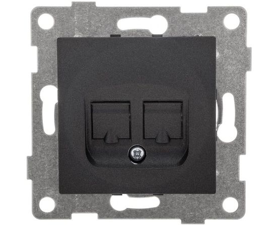 Механизм компьютерной и телефонной розетки GUSI ELECTRIC Bravo RJ45, RJ12, СУ, графит С10КТ-010 