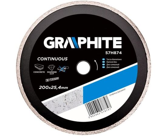 Диск алмазный сплошной по бетону (200x25.4 мм) GRAPHITE 57H874 