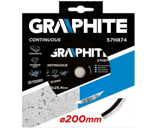 Диск алмазный сплошной по бетону (200x25.4 мм) GRAPHITE 57H874 – изображение 2