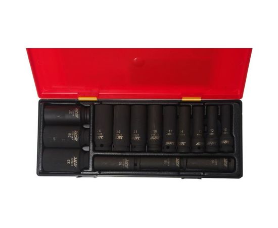 Набор головок торцевых глубоких ударных 12-гранных, 1/2", 10-32 мм, в кейсе 15 шт. JTC K4153 – изображение 3