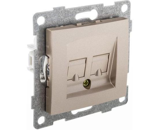 Механизм компьютерной и телефонной розетки GUSI ELECTRIC Bravo RJ45, RJ12, СУ, шампань С10КТ-027 – изображение 2