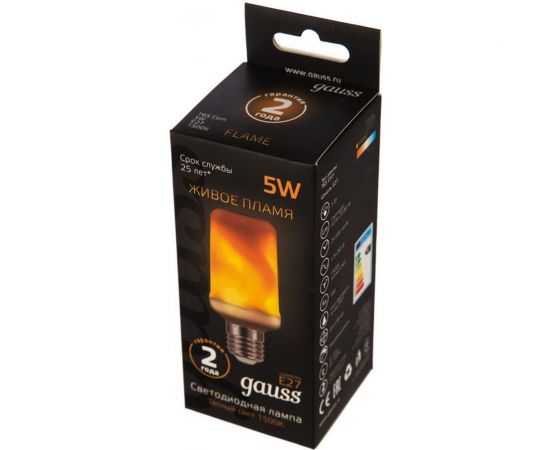 Лампа Gauss LED T65 Flame 5W E27 20-80lm 1500K 1/10/100 SQ157402105 – изображение 2