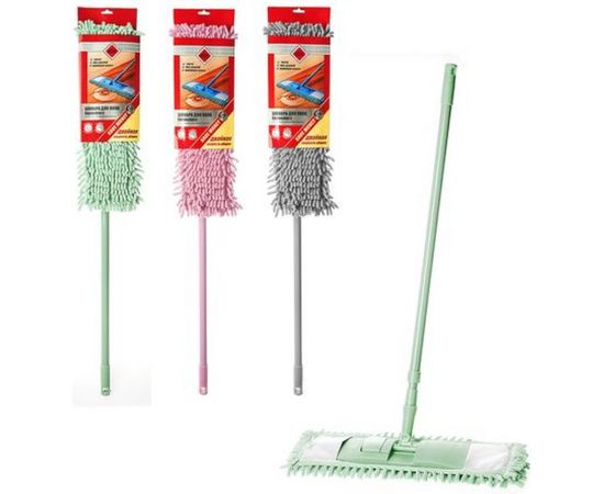Швабра для пола HomeQueen Еврокласс с насадкой из микрофибры, шенилл, цветная 56649 – изображение 2